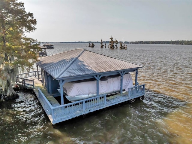 view of dock featuring a water view