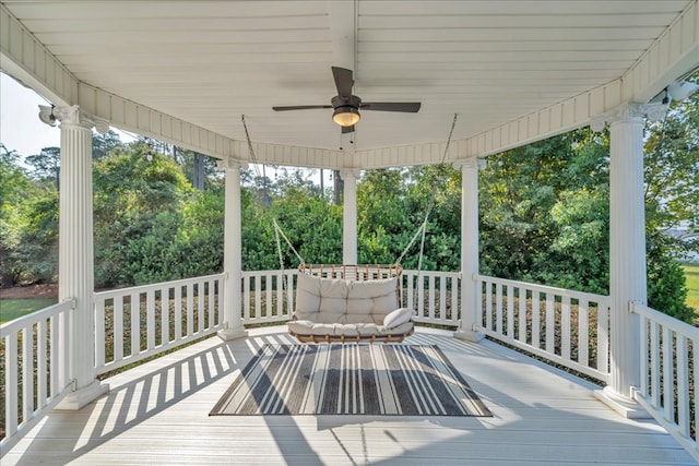 deck featuring ceiling fan