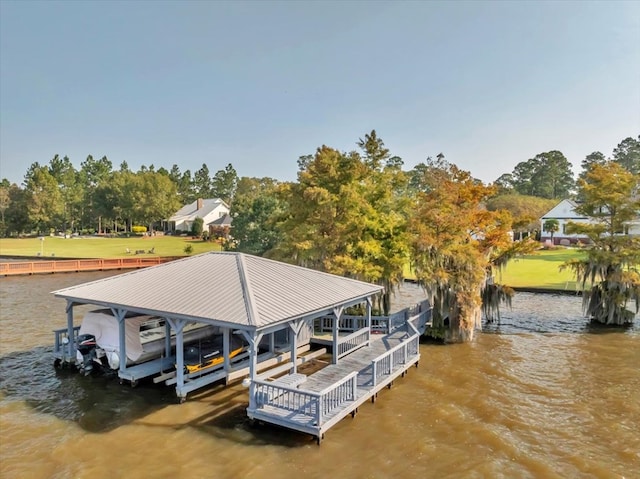 dock area featuring a water view