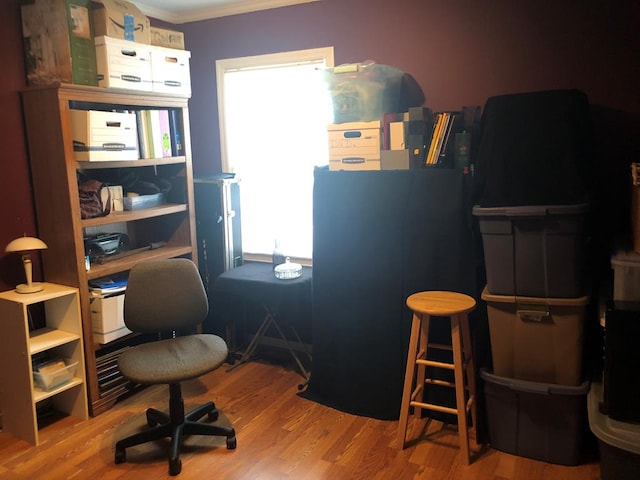 2814 Reeves Ln, Albany, GA 31721 - office area featuring wood finished floors, crown molding, and plenty of natural light