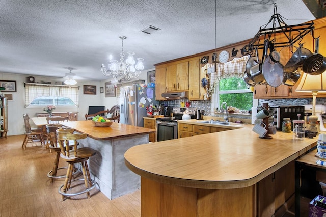 272 Ellis Rd, Plains, GA 31780 - kitchen featuring visible vents, backsplash, under cabinet range hood, and stainless steel appliances