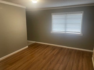 spare room with wood-type flooring