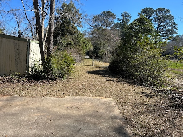 view of yard with fence and a gate