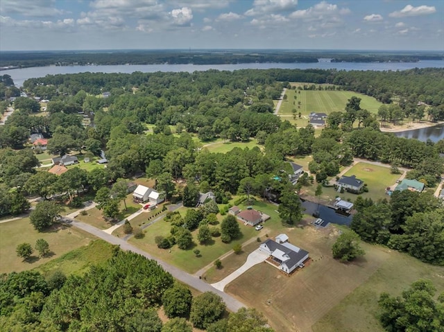 bird's eye view featuring a rural view and a water view