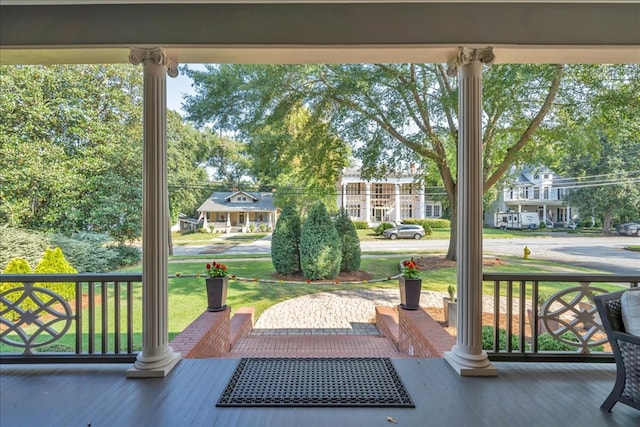 wooden deck featuring a porch