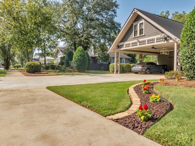 view of yard featuring a carport