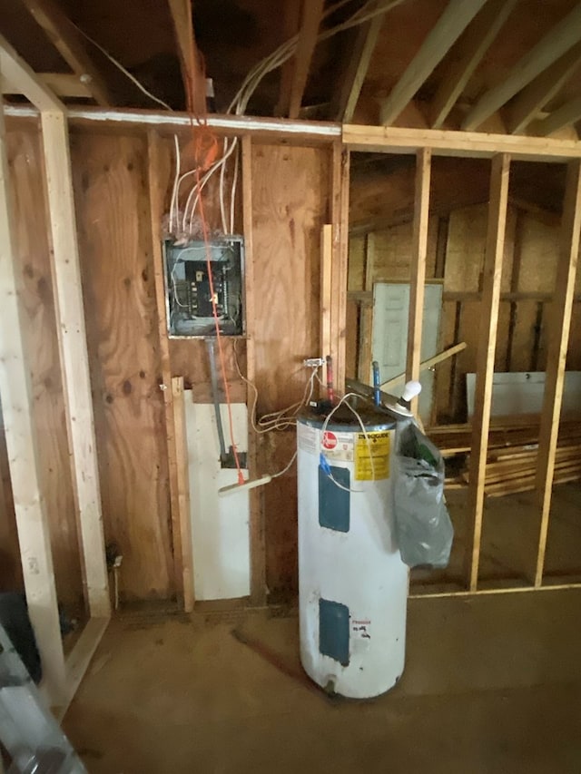 utility room with water heater