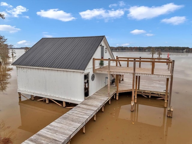 dock area with a water view