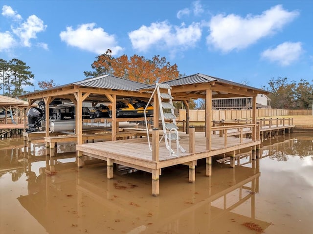 dock area featuring a water view