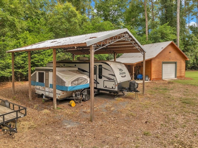 view of parking / parking lot with a carport