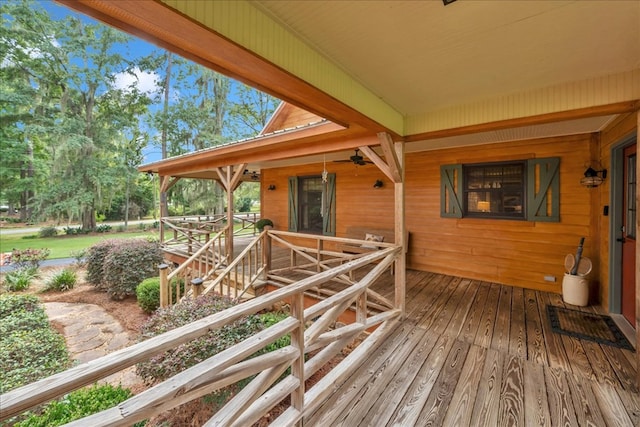 wooden terrace with covered porch