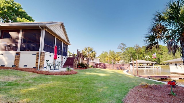 406 Scenic Rt, Cordele, GA 31015 - view of yard featuring fence, a sunroom, stairs, and a gazebo