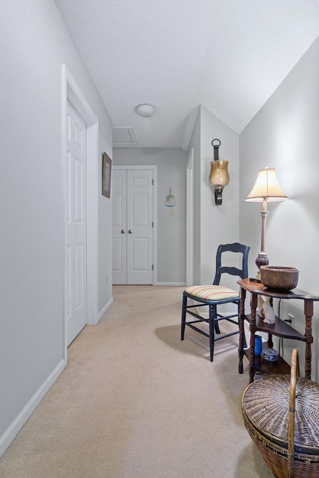 sitting room with light carpet