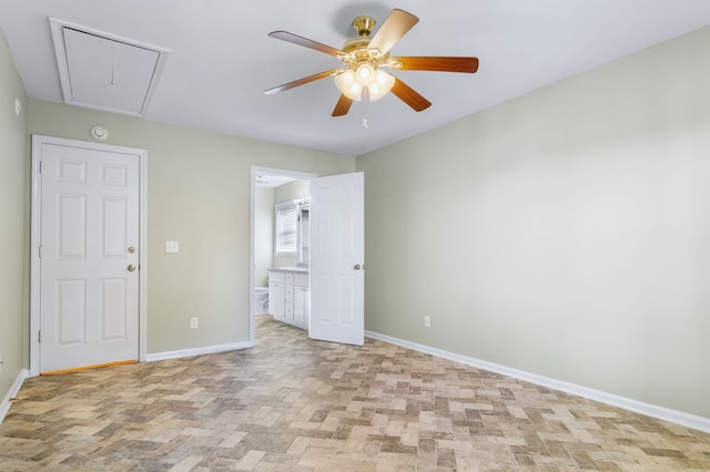 spare room featuring ceiling fan