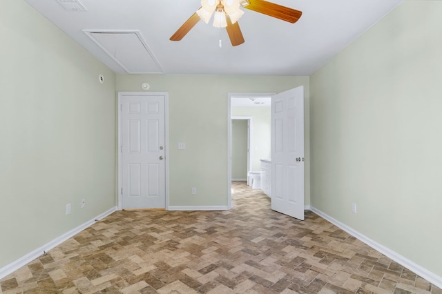 unfurnished bedroom with ceiling fan