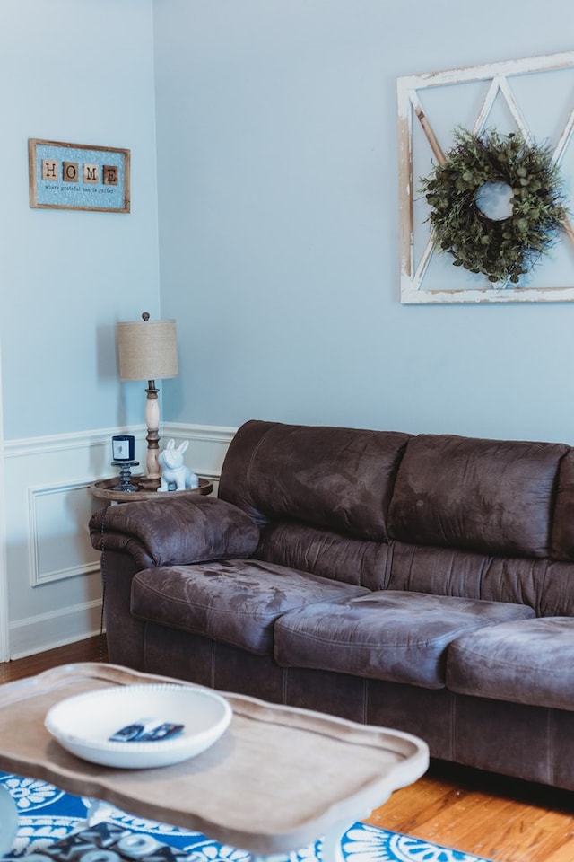 living room with wood-type flooring