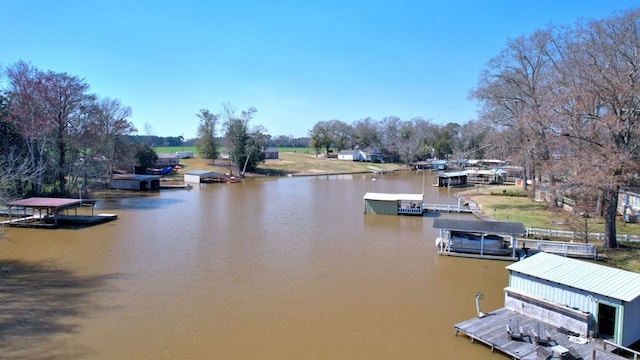 view of dock featuring a water view