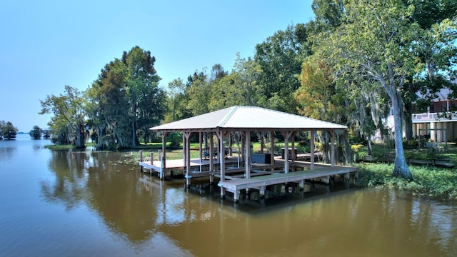 dock area featuring a water view