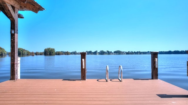 view of dock featuring a water view