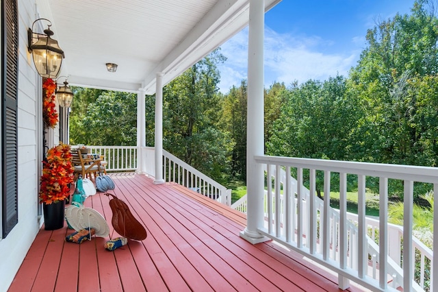 wooden deck with covered porch