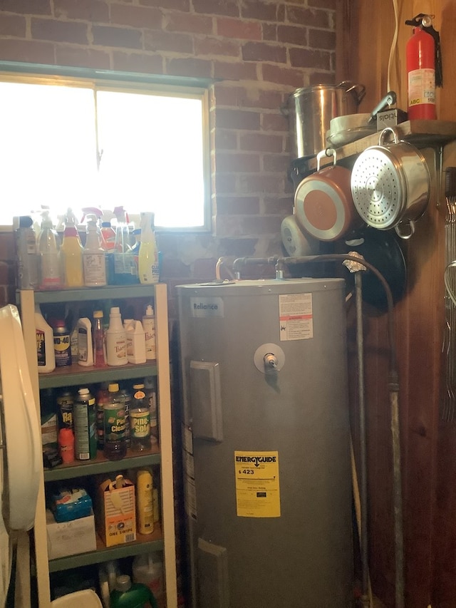 utility room featuring water heater