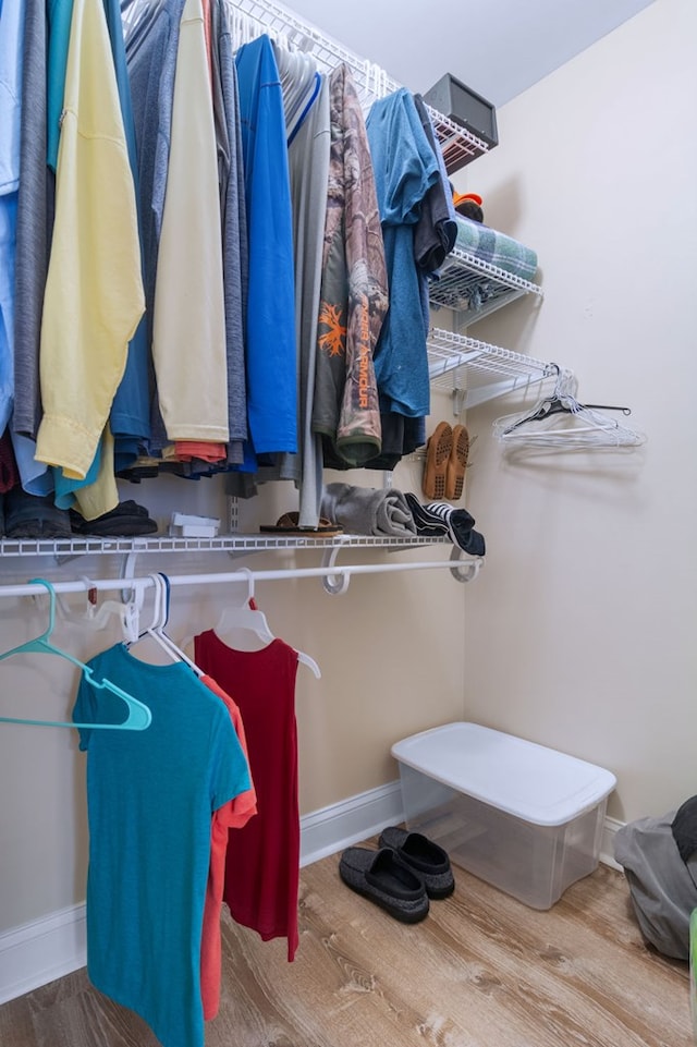 spacious closet featuring hardwood / wood-style floors