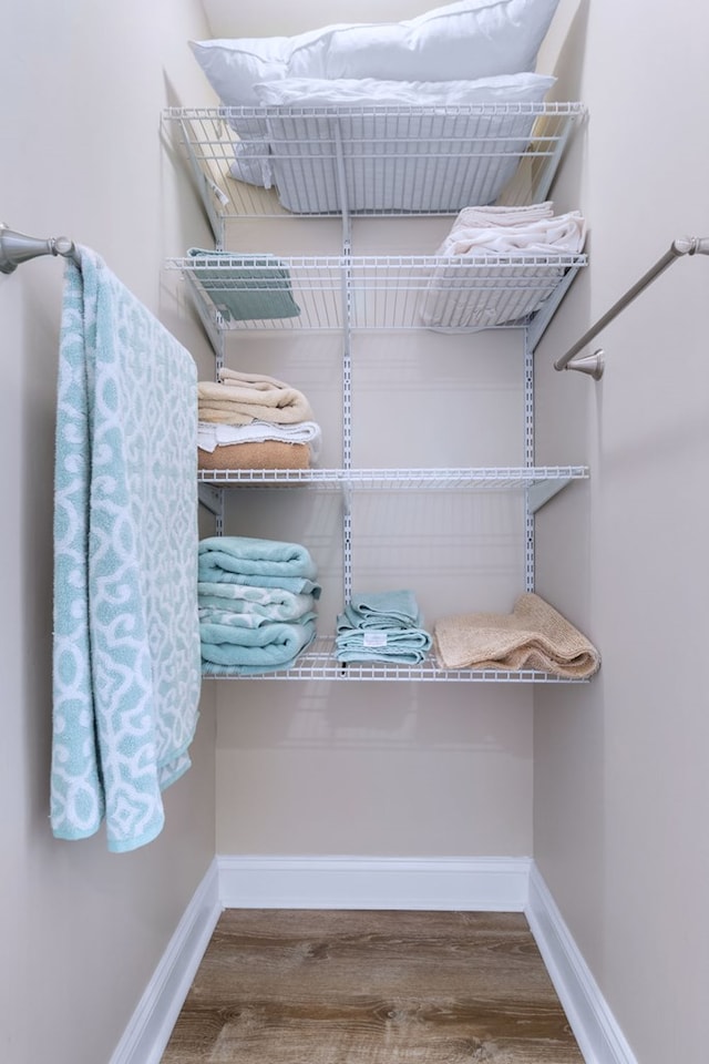 walk in closet featuring wood-type flooring