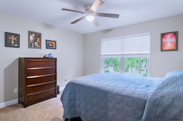 bedroom with carpet floors and ceiling fan