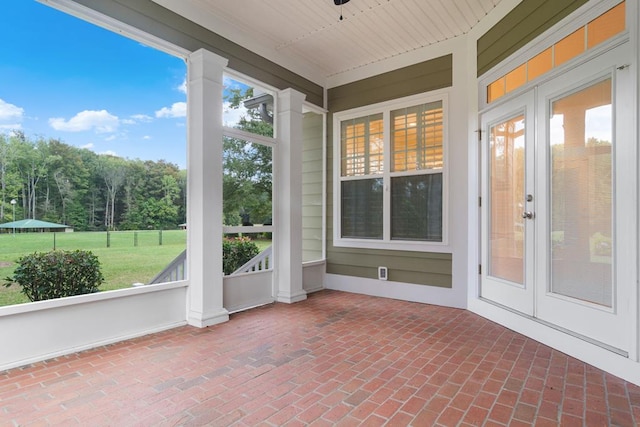 view of unfurnished sunroom