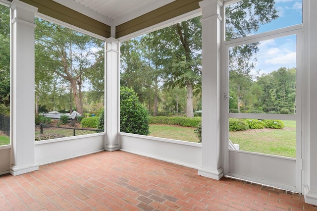 view of unfurnished sunroom