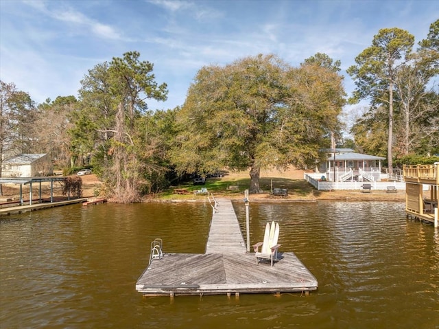 view of dock featuring a water view