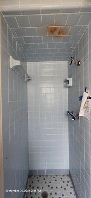 bathroom with tiled shower