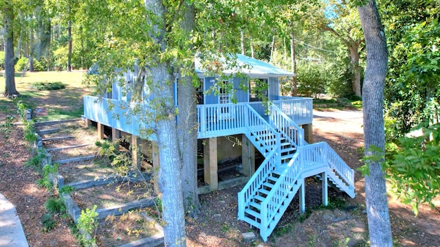 view of jungle gym with a deck