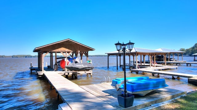 view of dock featuring a water view