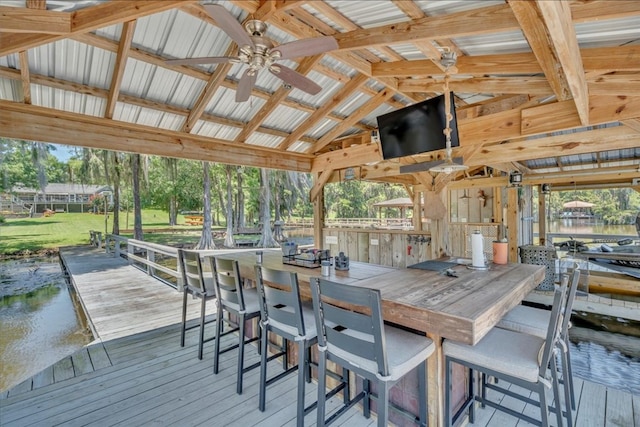 115 N Cedar Creek Rd, Cordele, GA 31015 - wooden terrace featuring ceiling fan and view of scattered trees