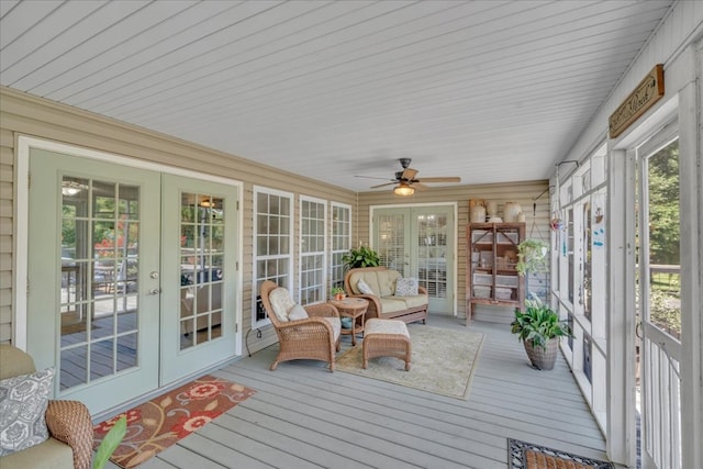 115 N Cedar Creek Rd, Cordele, GA 31015 - sunroom featuring french doors and a ceiling fan