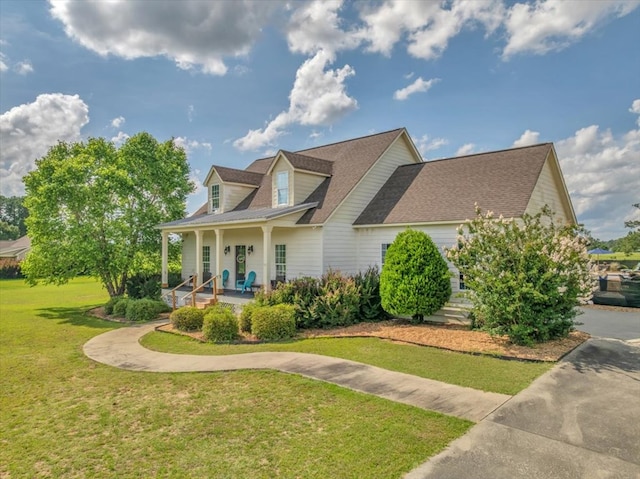 1942 Antioch Rd, Cordele, GA 31015 - cape cod home featuring a porch, a front yard, and roof with shingles