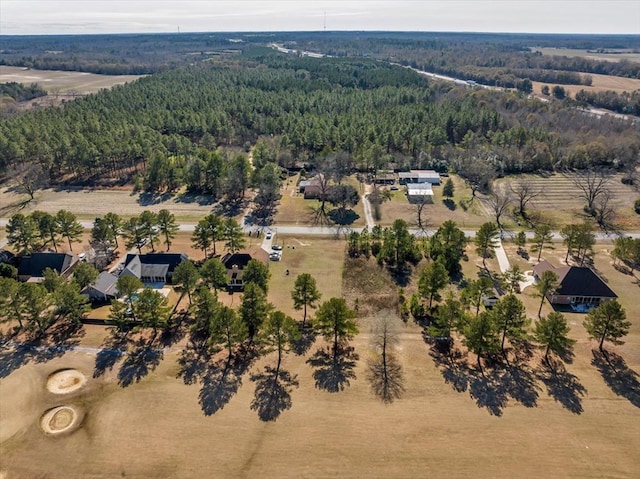 birds eye view of property featuring a rural view