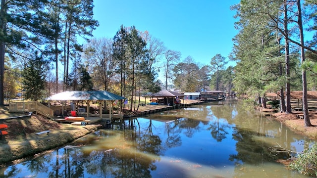 water view with a gazebo