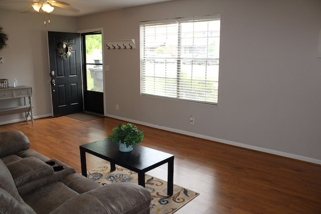 101F Country Club Dr, Americus, GA 31709 - living area with ceiling fan, baseboards, and wood finished floors
