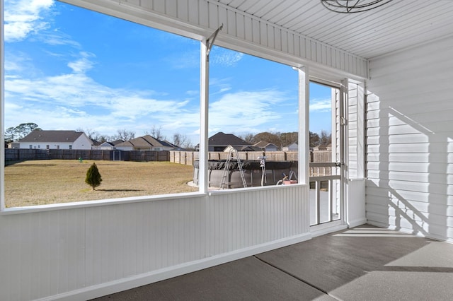 view of unfurnished sunroom