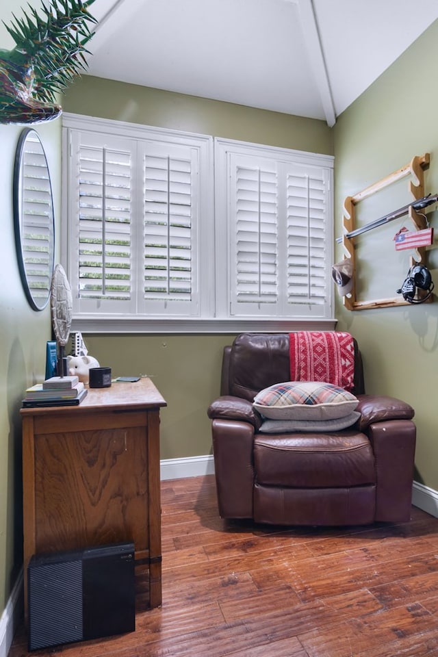 sitting room featuring dark hardwood / wood-style flooring