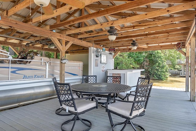 190 Scenic Rt, Cordele, GA 31015 - wooden terrace featuring outdoor dining space and ceiling fan