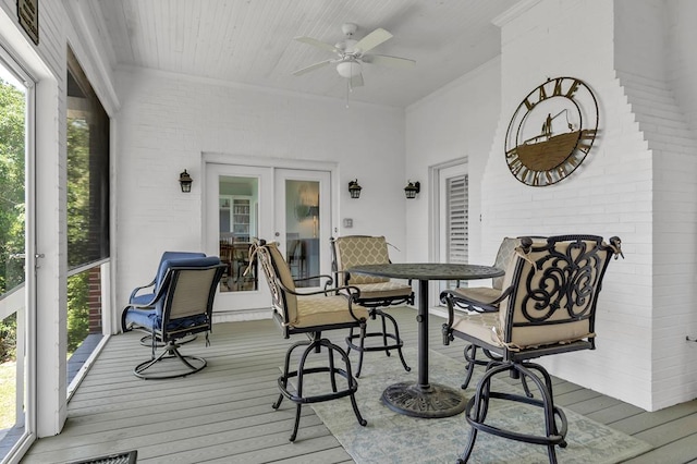 190 Scenic Rt, Cordele, GA 31015 - deck featuring ceiling fan, outdoor dining area, and french doors
