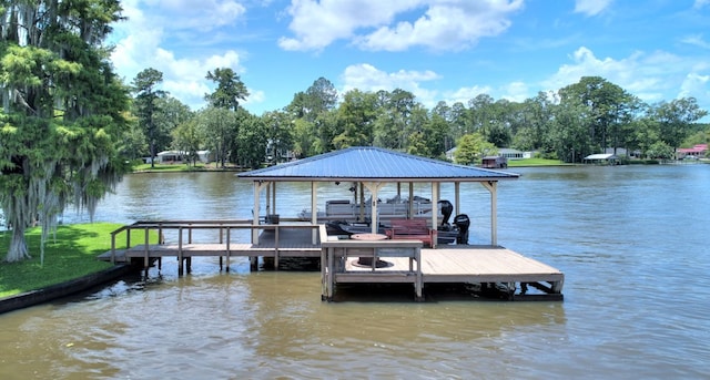 view of dock featuring a water view