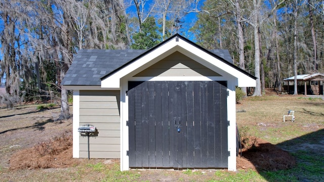 view of shed