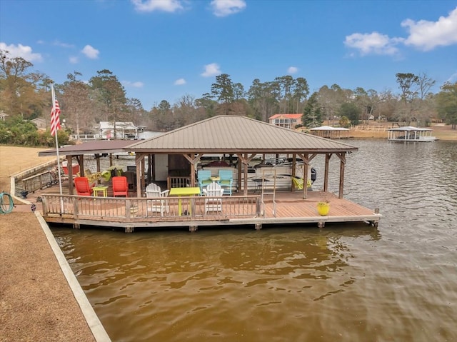 dock area featuring a water view