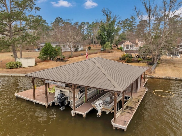 dock area featuring a water view