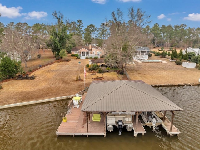 view of dock featuring a water view