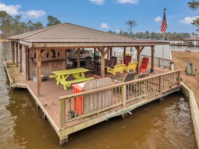 dock area featuring a water view